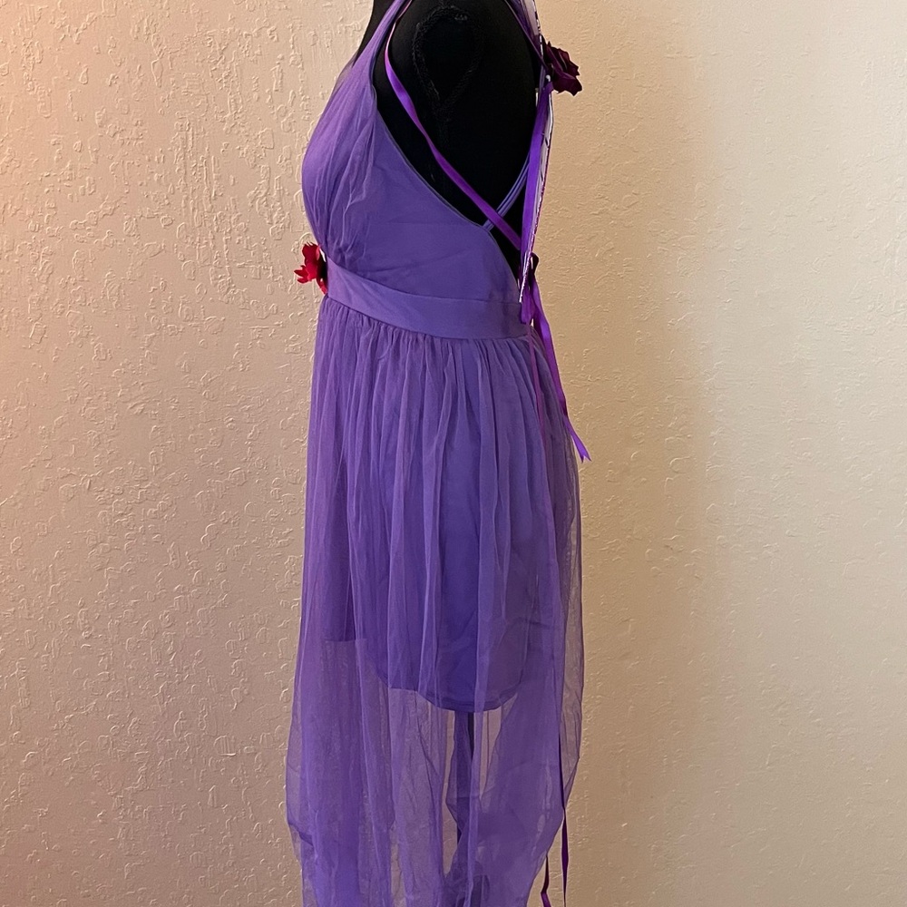 Roma Elegant Purple women’s High Low Dress with wings‎ - Picture 6 of 10